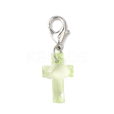 Transparent Acrylic Cross Pendant Decorations HJEW-JM04493-02-1