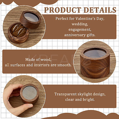 Round Walnut Wooden Engagement Ring Boxes CON-WH0093-03A-1