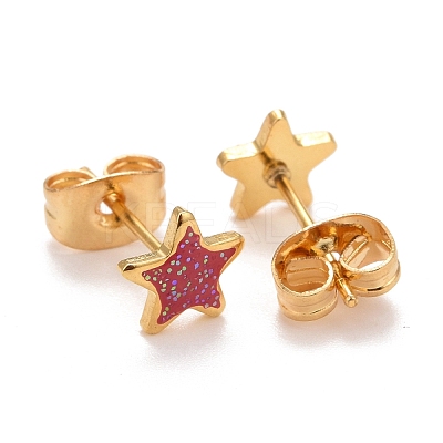 304 Stainless Steel Enamel Stud Earrings EJEW-B009-02G-1