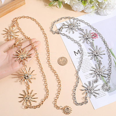 2Pcs 2 Colors Alloy Link Chain Belts AJEW-GF0009-21B-1