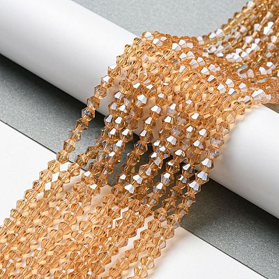 Transparent Electroplate Glass Beads Strands GLAA-F029-4mm-C18-1