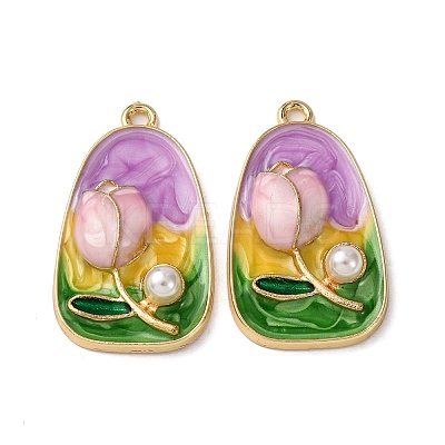 Alloy Enamel Flower Pendants ENAM-B028-41KCG-01-1