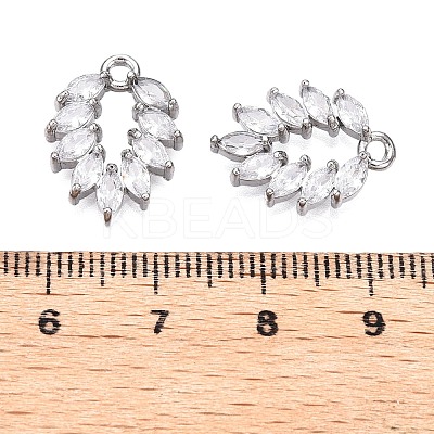 Brass Micro Pave Clear Cubic Zirconia Pendants KK-T060-33P-RS-1