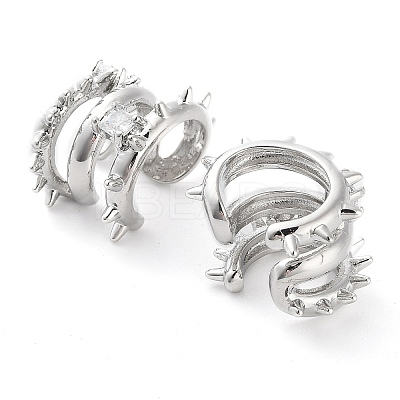 Brass Micro Pave Cubic Zirconia Cuff Earrings for Women EJEW-D086-11P-1