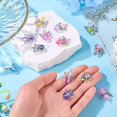 20Pcs Transparent Glass Pendants PALLOY-TAC0163-1