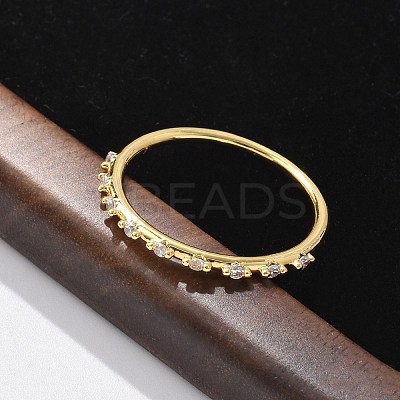 Brass Micro Pave Clear Cubic Zirconia Finger Rings RJEW-C120-19G-1