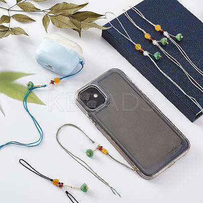 6Pcs 6 Colors Cell Phone Strap Imitation Jade Lotus Seed Pod Pendant HJEW-OC0001-28-1