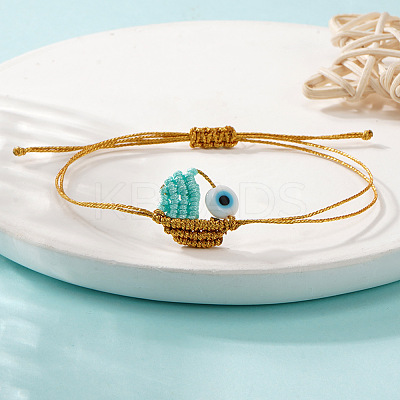 Waxed Cord with Glass Braided Bracelets for Women PS3674-1
