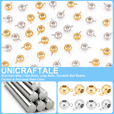40Pcs 2 Colors Ion Plating(IP) 304 Stainless Steel Tube Bails STAS-UN0055-88-1