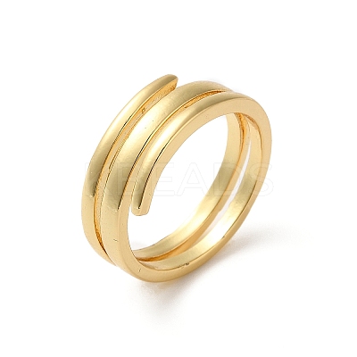 Rack Plating Brass Wire Wrap Double Ring for Women KK-O142-06G-1