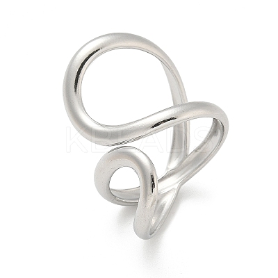 304 Stainless Steel Open Cuff Ring for Women RJEW-M025-02P-1