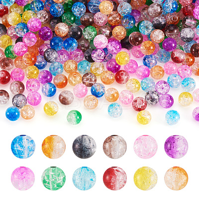 Two Tone Transparent Crackle Acrylic Beads CACR-TA0001-01-1