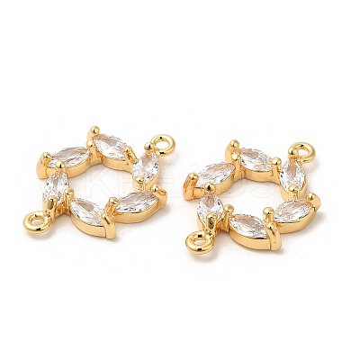 Brass Connector Charms with Clear Glass KK-B074-63G-1