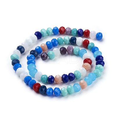 Electroplate Pearl Luster Plated Imitation Jade Glass Faceted Rondelle Beads Strands EGLA-F020-02-8mm-1