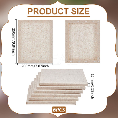 6Pcs Rectangle Wood Painting Linen Panels AJEW-WA0001-08-1