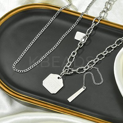304 Stainless Steel Chain Necklaces NJEW-M078-12G-1