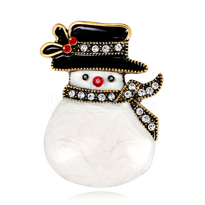 Christmas Snowman Enamel Pin with Rhinestone LS-XMAS-PW0001-267A-1