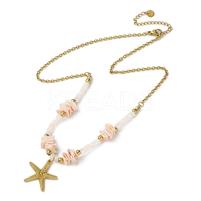 Starfish 304 Stainless Steel Pendant Necklaces NJEW-L465-02G-1