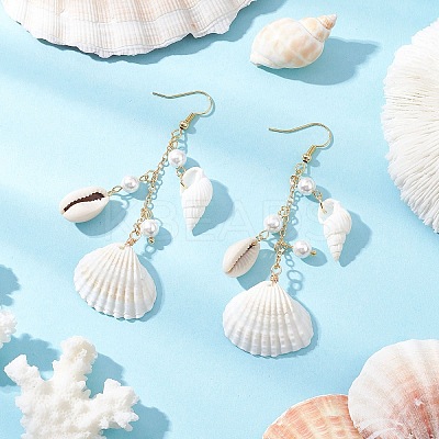 Shell Shape Dangle Earrings EJEW-TA00639-1