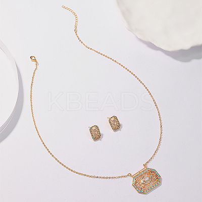 Brass Micro Pave Cubic Zirconia Jewelry Sets for Women HB7005-1-1
