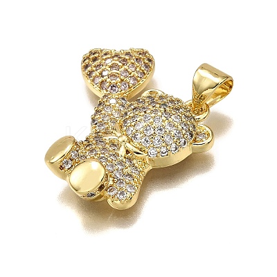 Rack Plating Bear Brass Micro Pave Cubic Zirconia Pendants KK-E102-06G-03-1
