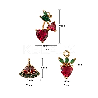 6Pcs Brass Micro Pave Colorful Cubic Zirconia Pendants KK-LS0001-39-1