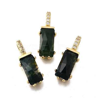 Natural Indian Agate Faceted Rectangle Pendants KK-F899-03A-G-1
