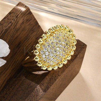 Brass Micro Pave Clear Cubic Zirconia Cuff Rings for Women RJEW-Q009-02G-1