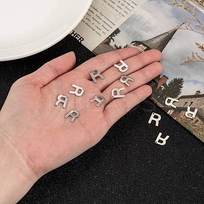 Tarnish Resistant 304 Stainless Steel Letter Charms X-STAS-O072-R-1