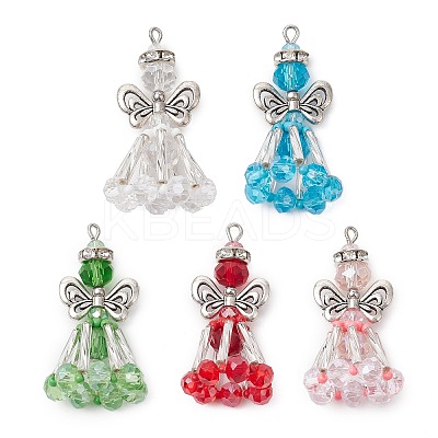 Handmade Glass Seed Beaded Angel Pendants PALLOY-MZ00497-1