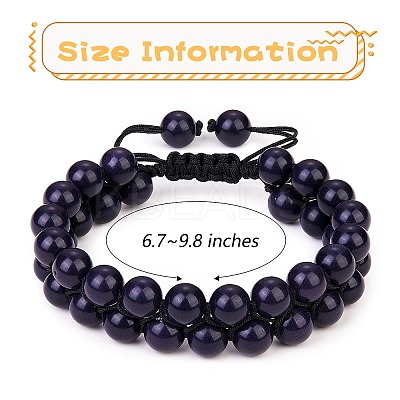 Synthetic Blue Goldstone Braided Bead Bracelet BJEW-SW00001-12-1