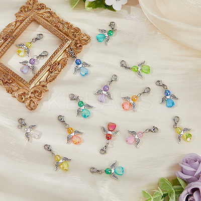 36Pcs 9 Colors Transparent Acrylic Angel Charm Decorations HJEW-AB00668-1