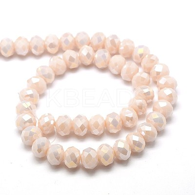 1 Strand Electroplate Opaque Solid Color Crystal Glass Rondelle Beads Strands X-EGLA-F047A-13AB-1