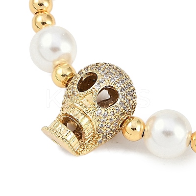 Rack Plating Brass Micro Pave Cubic Zirconia Charm Bracelets BJEW-P341-09G-1