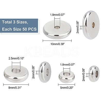 150Pcs 3 Style 202 Stainless Steel Spacer Beads STAS-UN0028-12-1