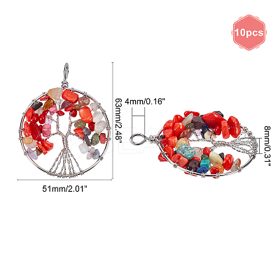 Tree of Life Gemstone Big Pendants G-PH0001-04A-1