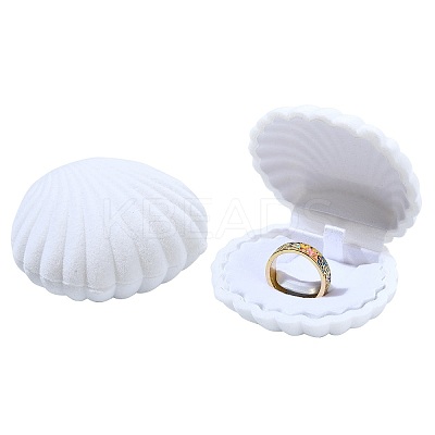 1Pc Shell Shaped Velvet Jewelry Storage Boxes VBOX-YW0001-05C-1