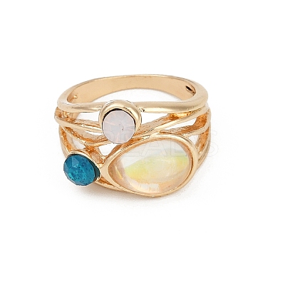 Alloy Multi-Moonstone Finger Rings for Women FS-WG1D73B-04-1
