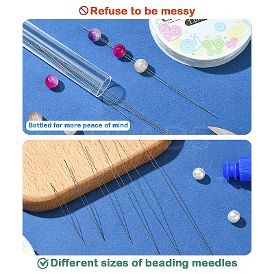 DIY Elastic Crystal Thread & Sewing Scissors & Carbon Steel Big Eye Needle Jewelry Making Findings Kits MACR-YW0010-82-1