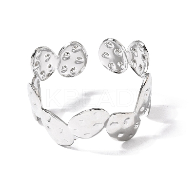 Hammered 304 Stainless Steel Cuff Bangles for Women BJEW-T030-03P-1