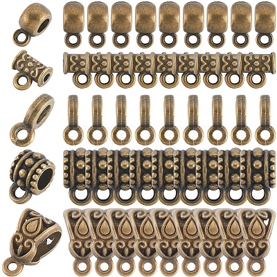 300Pcs 5 Styles Tibetan Style Alloy Tube Bails TIBE-SP0001-03AB-1
