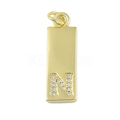 Brass Micro Pave Clear Cubic Zirconia Pendants KK-P266-06G-N-1