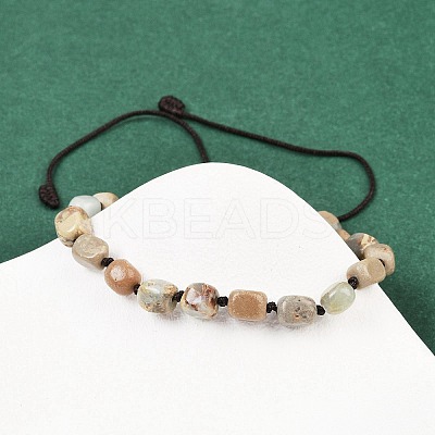Natural Shoushan Stone Beads Braided Bead Bracelets for Men Women BJEW-D360-01D-1