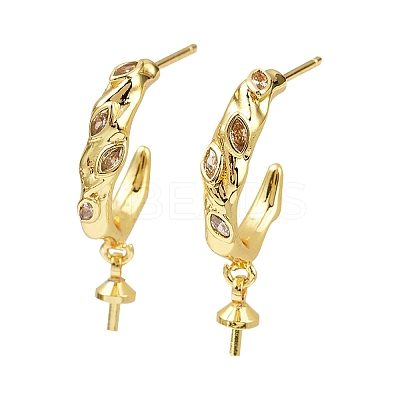 Rack Plating Brass Micro Pave Clear Cubic Zirconia Studs Earrings Finding KK-T072-10G-1