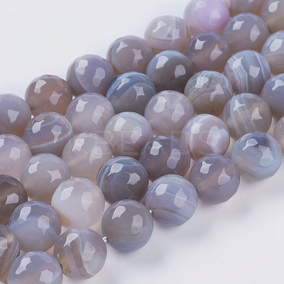 Natural Striped Agate/Banded Agate Beads Strands X-G-G581-10mm-09-1