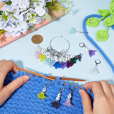 Flower Acrylic Pendant Locking Stitch Markers HJEW-SC00067-1