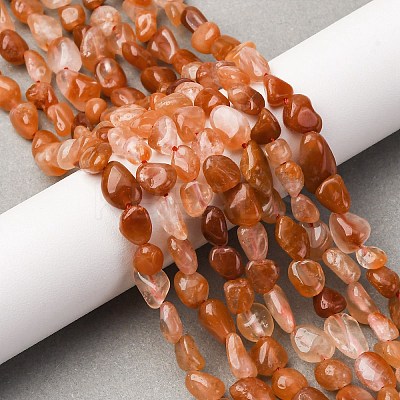 Natural Red Rabbit Fur Rutilated Quartz Beads Strands G-K395-A03-01-1