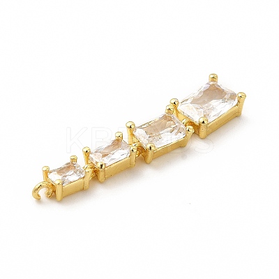 Brass Pave Cubic Zirconia Connector Charms KK-G458-01G-05-1