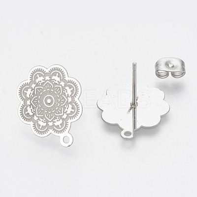 Non-Tarnish 304 Stainless Steel Stud Earring Findings STAS-S079-39B-1
