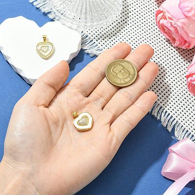 2Pcs 2 Styles Brass Pave Natural Shell Pendants KK-CJ0003-40B-1